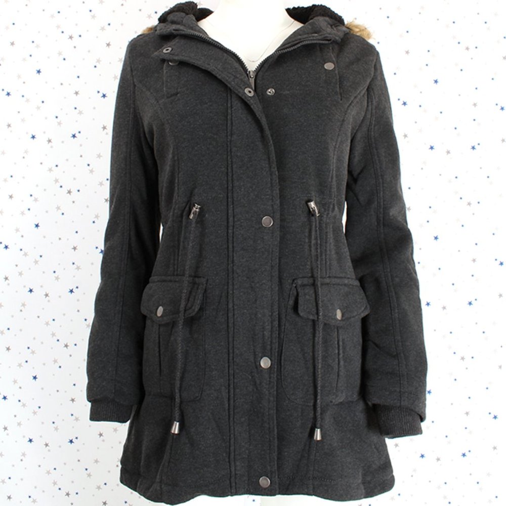 Fur Lined Anorak Hooded Fleece Coat Jacket Char. - Picture 2 of 10